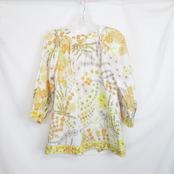 Trina Turk Chirp Blouse Small Floral Tunic Small - Picture 2 of 8